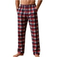 thumbnail image 2 of DPTALR Men's Vintage Plaid Straight-Leg Sweatpants,Elastic Waist Loose Casual Pants with Pockets,Wine,L, 2 of 8