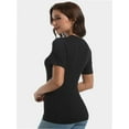 thumbnail image 2 of Womens Scoop Neck T Shirts Basic Ribbed Tees Fitted Tshirt Plain Short Sleeve Tops Casual, 2 of 6
