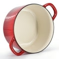 thumbnail image 4 of Crockpot Artisan 6 Quart Enameled Cast Iron Dutch Oven in Gradient Red with Gold Handle, 4 of 7