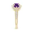 thumbnail image 4 of ANGARA Natural Floating Three Stone Amethyst Ring with Diamond Halo in 14K Yellow Gold for Women (Size-6mm) | February Birthstone, Anniversary, Jewelry Gift for Women | Natural Amethyst Ring, 4 of 9