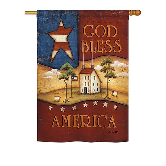 Breeze Decor BD-PA-H-111090-IP-BO-DS02-US 28 x 40 in. God Bless America Americana - Everyday Patriotic Impressions, Decorative Vertical House Flag