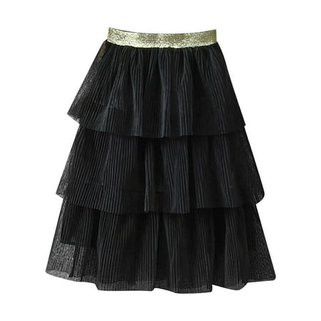 

TAIAOJING Toddler Girls Tutu Dresses Summer Half Skirt Three Seersucker Press Pleated Mesh Half Skirt Princess Wind Short Skirt Cute Sundress 6-7 Years