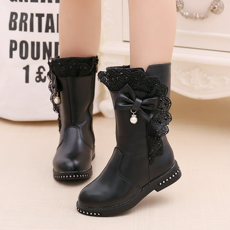 

Knee Kids For Girls Princess Lace Shoes Boots Boots Bowkont Baby Baby Shoes