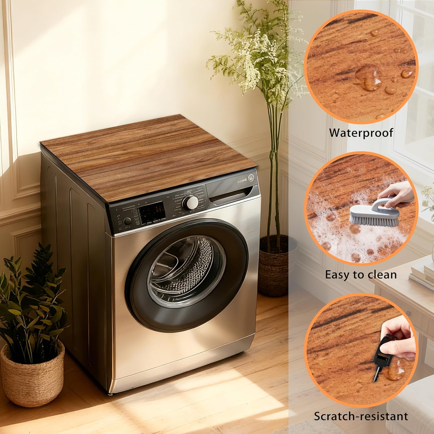 Washer and Dryer Covers for the Top 23.6" X 19.7", Washer and Dryer Top Protector Mat, Non Slip Washing Machine Dust Cover Pad for Laundry Room Kitchen Home Decor