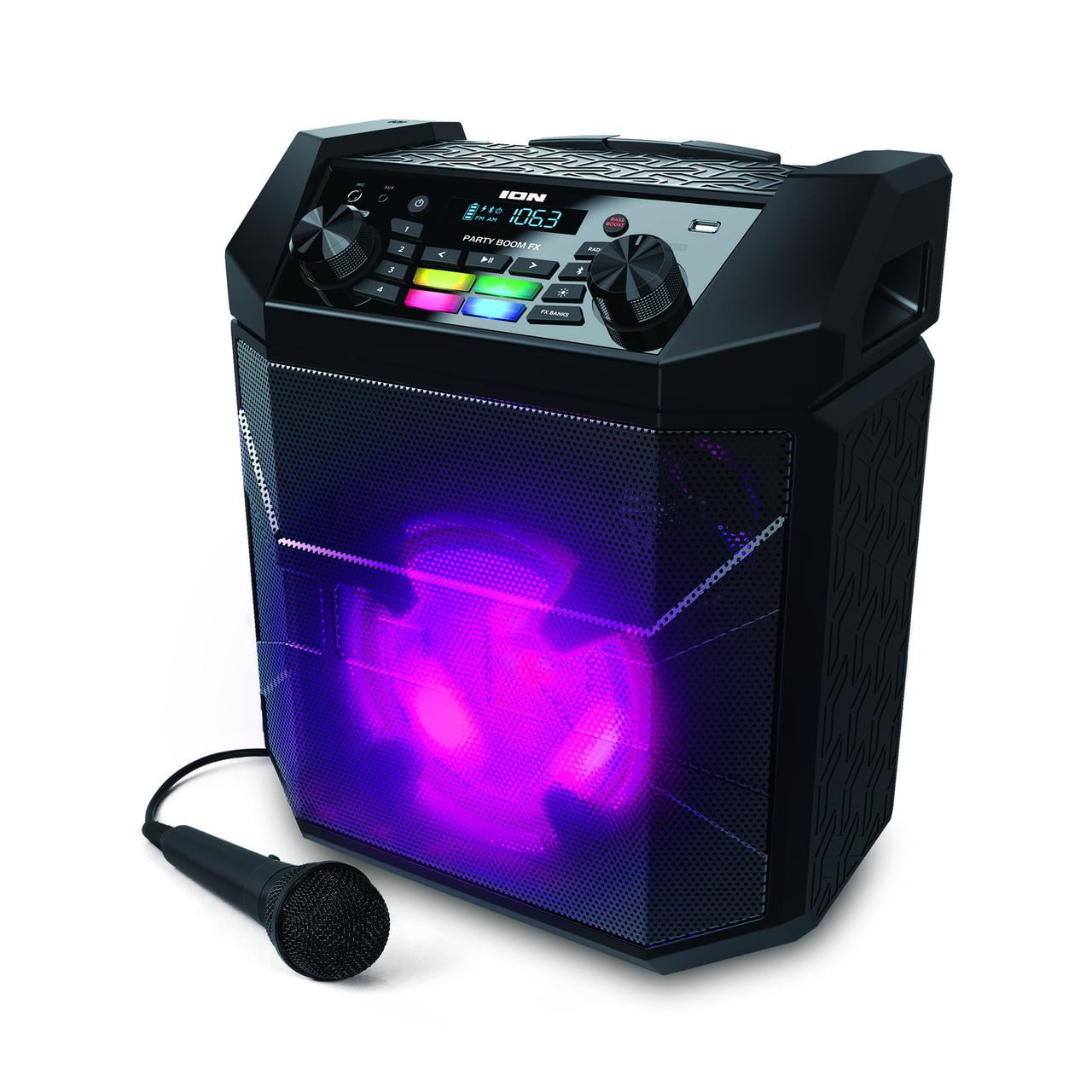 ION Audio Party Boom FX Portable Bluetooth Speaker with LED Lighting, Black, iPA101A