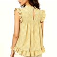 thumbnail image 4 of Womens Sleeveless Gingham Tops Crew Neck Back Button Plaid Shirts Babydoll Ruffle Hem Peplum Tank Tops Ruffle Sleeveless Summer Top Cute Summer Tank Shirt, 4 of 5