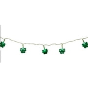 Set of 20 Green LED Mini St Patrick's Day Shamrock Christmas Lights with Timer - Clear Wire