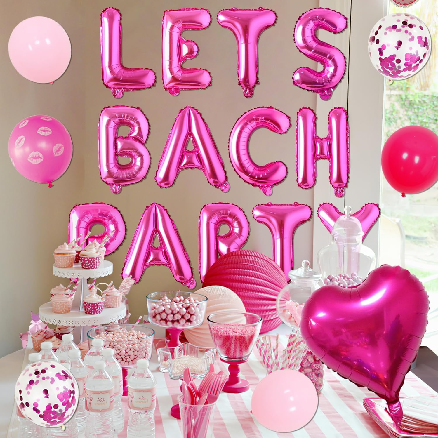 Let's Bach Party Bachelorette Decorations Rose Red Pink Girl Balloon Garland Arch Kit Let's Bach Party Pink Princess Bridal Shower Decortions for Women Bachelorette Party Bridal Shower