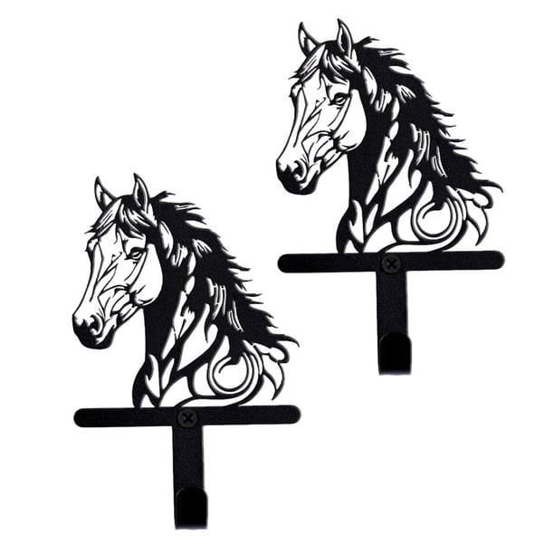 Colgador de pared con silueta de caballo negro para llaves, gancho de hierro para montar en la pared, organizador para la entrada para llaves, bolsos, sombreros y abrigos