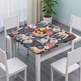 thumbnail image 3 of French Bulldog Dog and Pioneer Flower Square Fitted Tablecloth with Elastic Edge,Square Table Cover,Washable Elastic Table Cover for Home Kitchen Party Decor 36"x36", 3 of 6