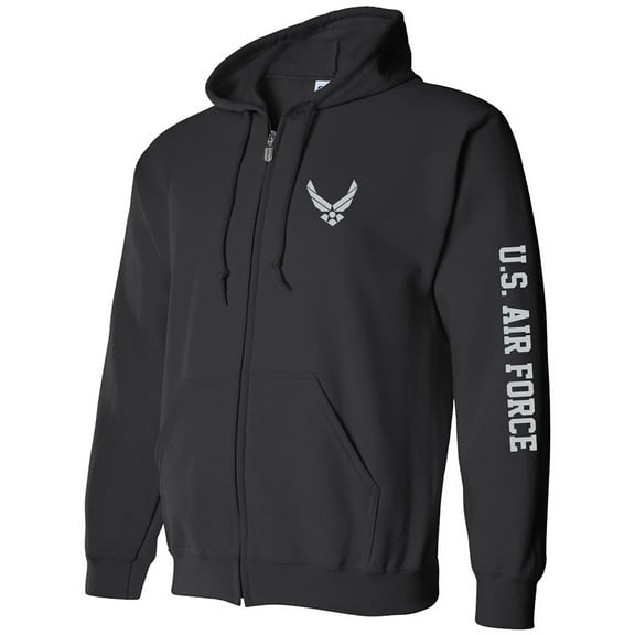 U.S. Air Force Grey Sleeve Print Full-Zip Hooded Sweatshirt