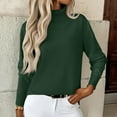 thumbnail image 2 of Womens Turtleneck Sweaters Long Sleeve Casual Soft Knit Loose Fit Basic Fall Pullover Sweater Tops Dark Green L, 2 of 6