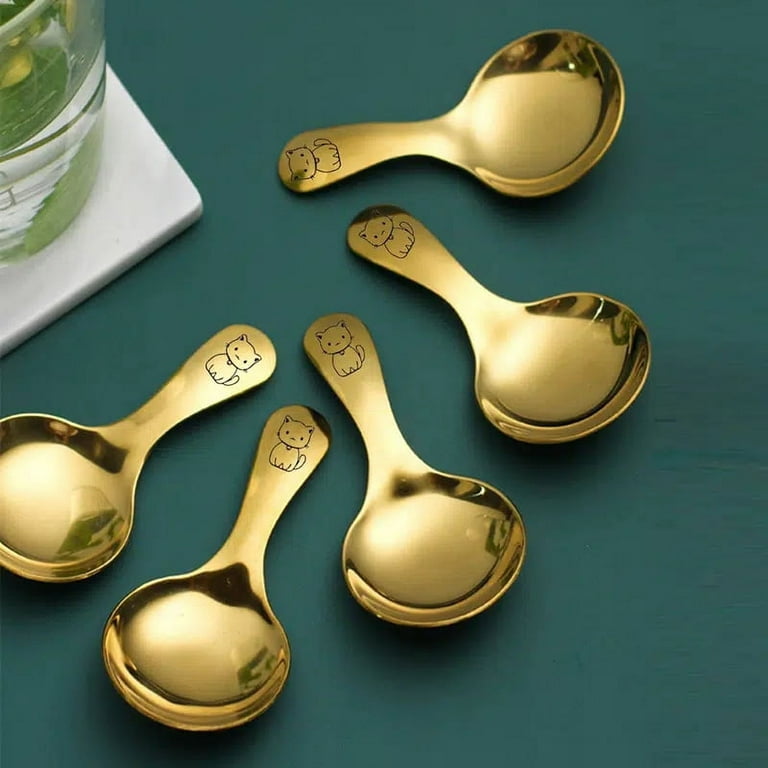 Short Handle Spoons, Small Scoops for Canisters, Mini Gold Spoons