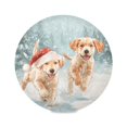 thumbnail image 2 of 15.4" Round Placemat Set of 1 Polyester Fabric Place Mats Non-Slip Dining Kitchen Table Mats for Kitchen Party Decor Cute Brown Dog Wearing Hats, 2 of 5