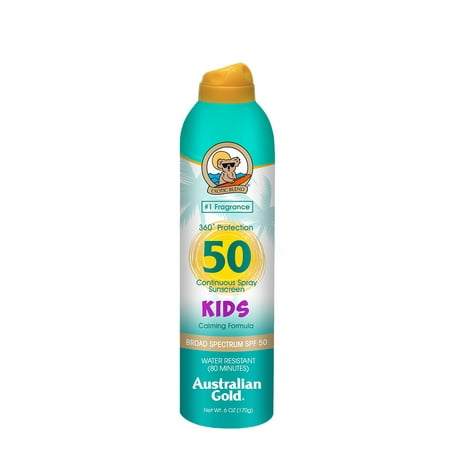 Australian Gold Kids SPF 50 Spray Sunscreen, Calming Formula, 6 (Best Face Sunscreen Australia)