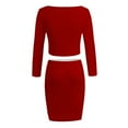 thumbnail image 5 of Jalioing 2 Piece Skirt Sets for Women Tight Set off Shoulder Long Sleeve Crop Top with Button Mini Skirts, 5 of 5
