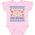 thumbnail image 3 of Inktastic Happy Hanukkah Sweater Style Design with Menorah and Dreidel Boys or Girls Baby Bodysuit, 3 of 5