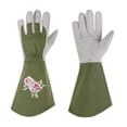 thumbnail image 1 of Guantes de jardinería para mujeres Uxcell a prueba de espinas, guantes de jardín de cuero extra largos y medianos para la poda de rosas, verdes, 1 of 5
