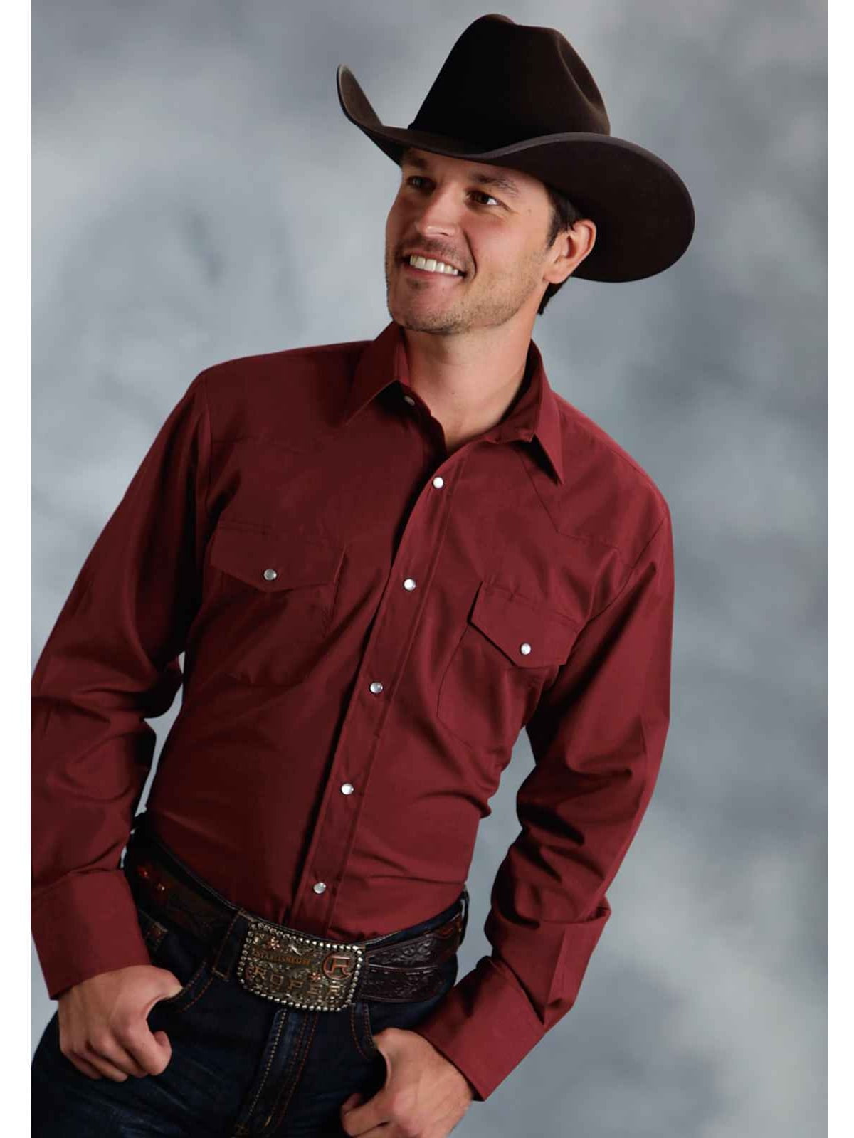 Roper Mens Broadcloth Solid Western Shirt