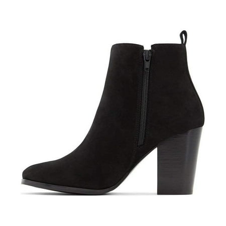 ALDO Women's Noemieflex Block Heel Ankle Boot 7, Black Suede