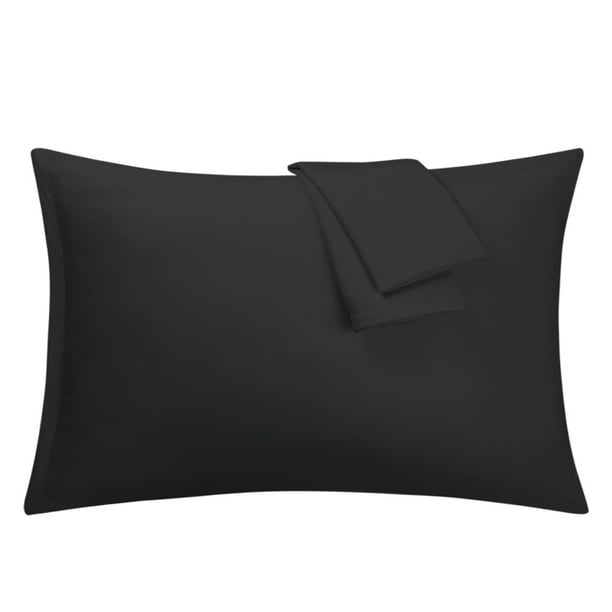 Black Pillowcases Soft Microfiber Pillow Case Cover with Zipper Queen ...