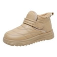 thumbnail image 7 of Womens Platform Snow Boots Hoop and Loop Slip on Comfy Furry Lined Soft Sole Waterproof Cute Winter Booties Khaki 5.5, 7 of 7