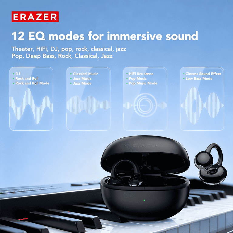 ERAZER XF36 Bluetooth 6.0 Wireless Clip-on Open-Ear Earbuds with