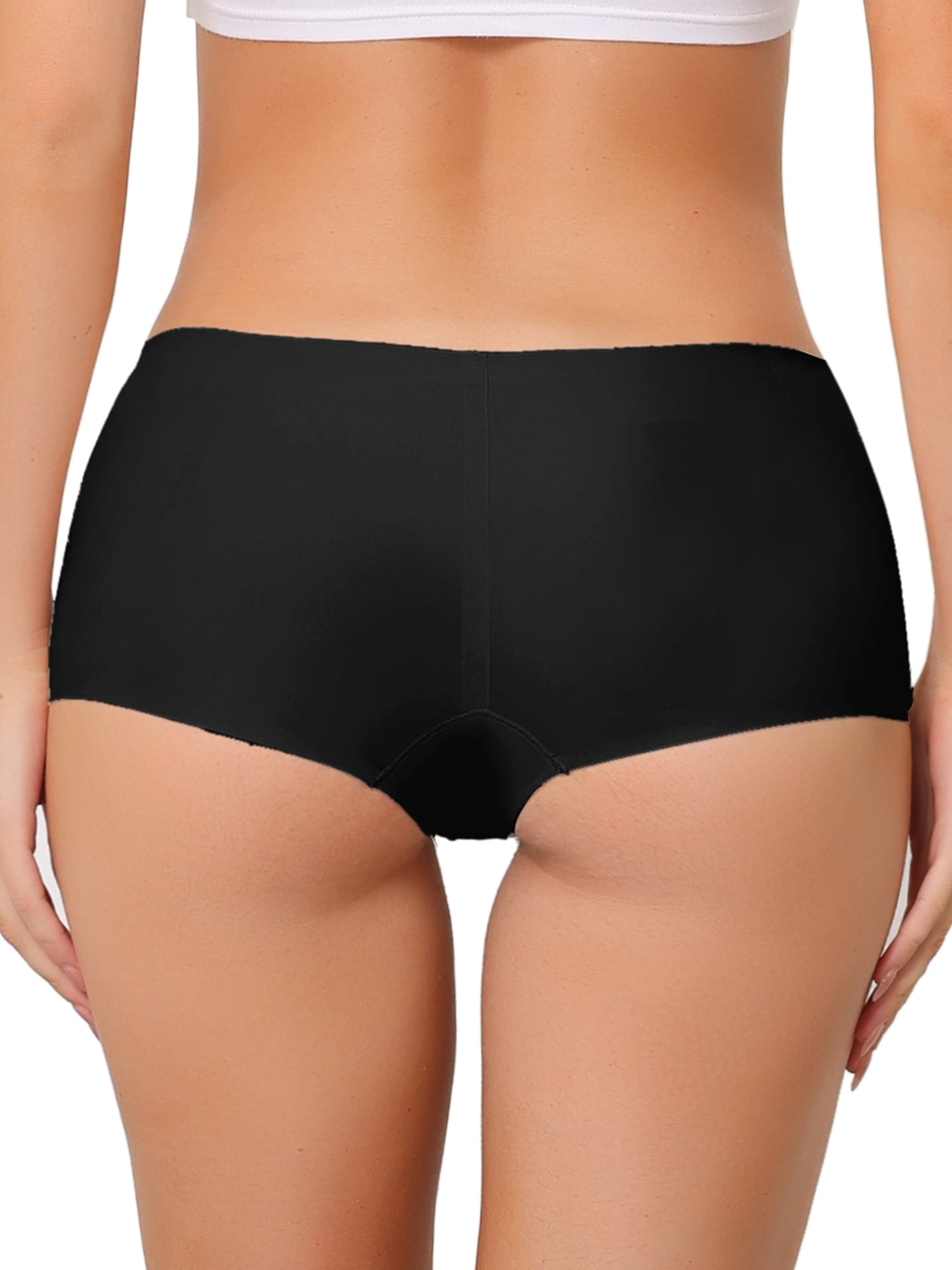 Unique Bargains Women's Boyshorts Invisible Mid Stretchy Soft Breathable Panties M Black