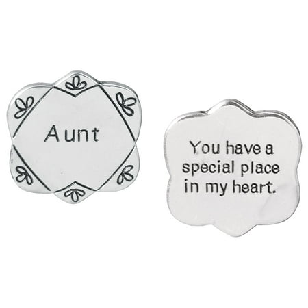 Shiny Engraving Design - Pocket Token - Aunt, Shiny silver-colored pocket tokens engraved on both sides By Banberry Designs