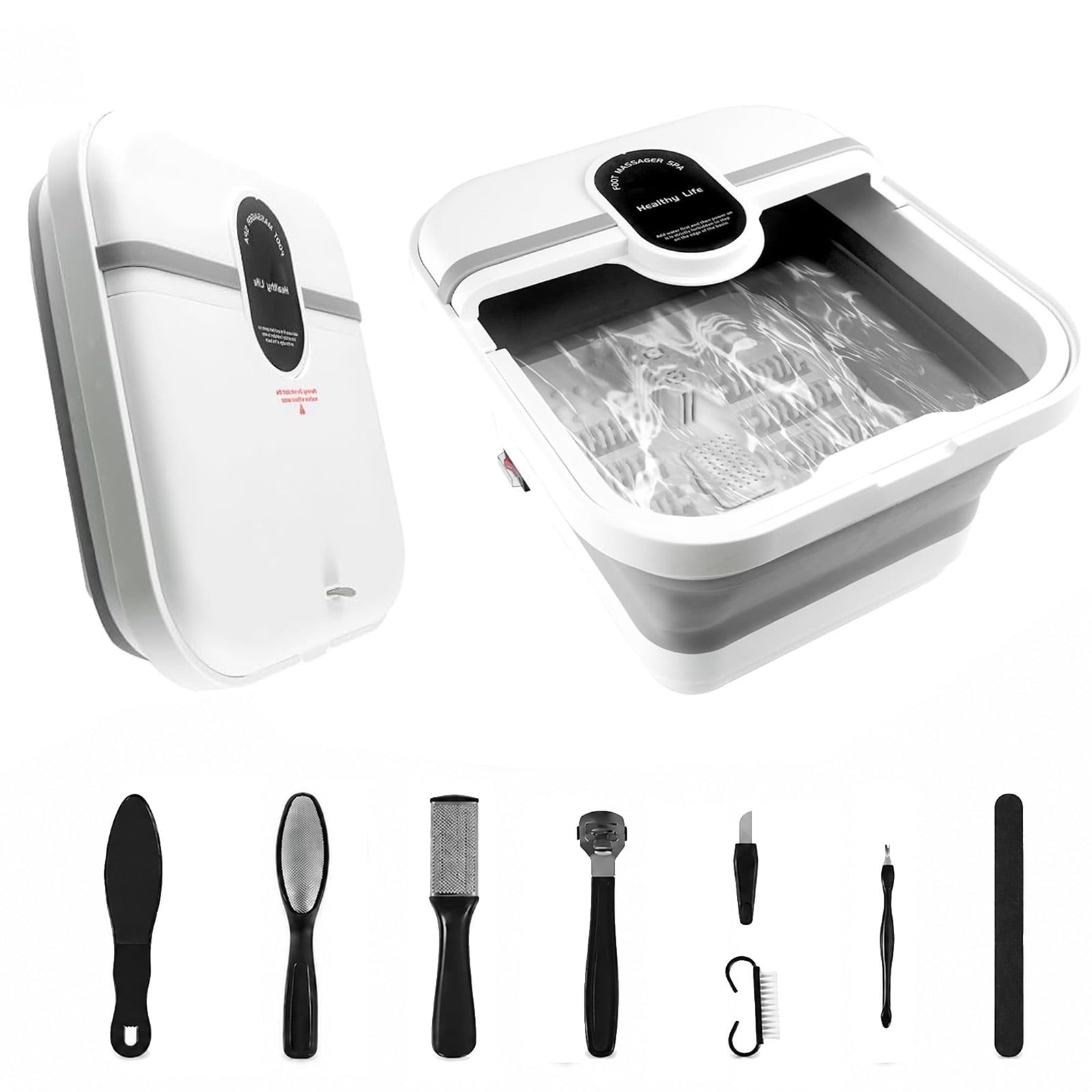 DAZO Collapsible Massager – Folding Foot Spa Soak Tub with Heat & Bubbles, Timer & Temperature Control – Portable Spa for Home, Office & Travel