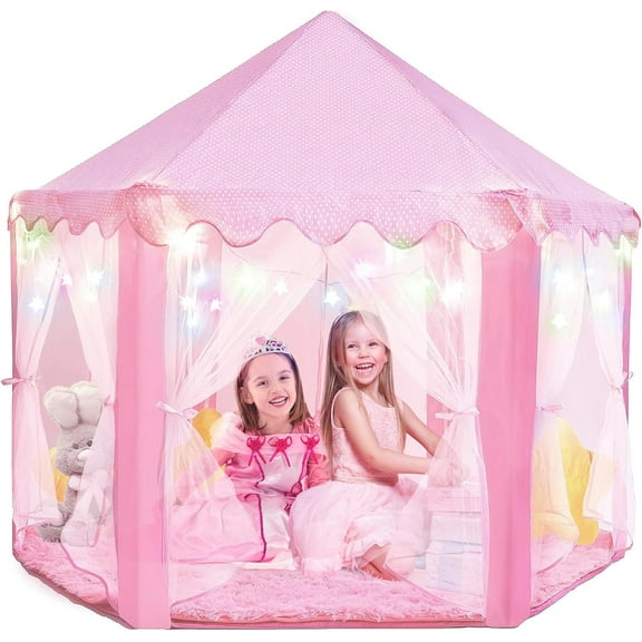 Princess Tent for Kids - 55" X 53" with Led Star Lights - Princess Toys - Toddler Play Tent Without Rug - Playhouse, Castle
