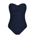 thumbnail image 6 of Hilor Women's Bandeau One Piece Swimsuits Front Twist Ruched Bathing Suits, 6 of 8