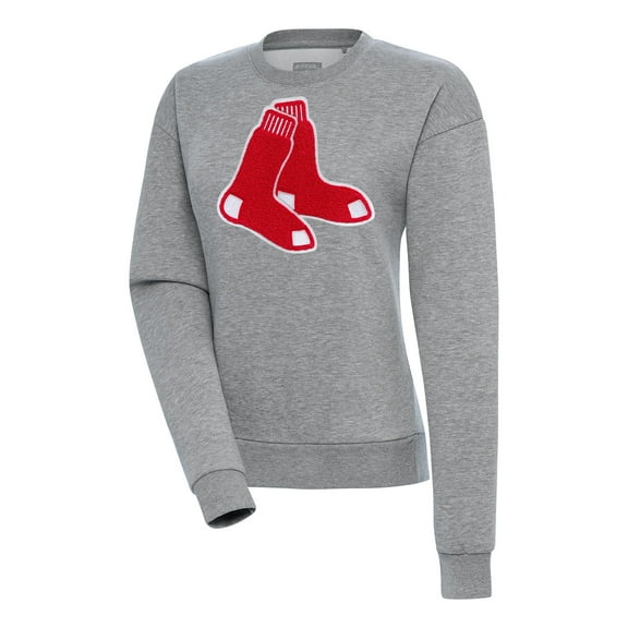 Women's Antigua  Heather Gray Boston Red Sox Victory Chenille Pullover Sweatshirt