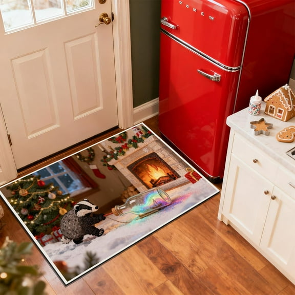 RBCKVXZ Winter Chirstmas Welcome-Doormat Outdoor-Entrance Front Door Mat, Seasonal Entryway-Rug Non-Slip Dirt-Trapping Indoor-Outside Porch Mat 16"x24" for Home Decor