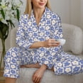 thumbnail image 6 of Pofeuu Plaid Flowers Print Womens Pajamas Set Long Sleeve Sleepwear Button Down Nightwear Soft Pj Lounge Sets Button Down Pajamas Women-XX-Large, 6 of 7