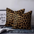 thumbnail image 2 of 24x24 Pillow Covers Set of 2, Leopard Throw Pillow Covers Decorative Couch Cushion Case, Brown Vintage Leopard Print Microfiber Square Pillowcases for Bedroom Car Living Room, 2 of 7
