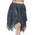thumbnail image 2 of JGGSPWM Women's Sequin Skirts Stretch High Waist Asymmetrical Ruffle Mini Short Skirt Soft Swing Flowy Half Body Skirt Black Free Size, 2 of 3