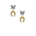 thumbnail image 2 of Delight Jewelry Goldtone Horseshoe Silvertone Antiqued Butterfly Post Earrings, 2 of 4
