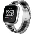 thumbnail image 1 of YOPTOP BXUXOHS Bracelet en Métal Compatible avec Fitbit Versa 2, Versa, Versa Lite Edition, Bracelet de Remplacement en Acier Inoxydable Compatible avec Fitbit Versa Smartwatch, Argent Noir, 1 of 11