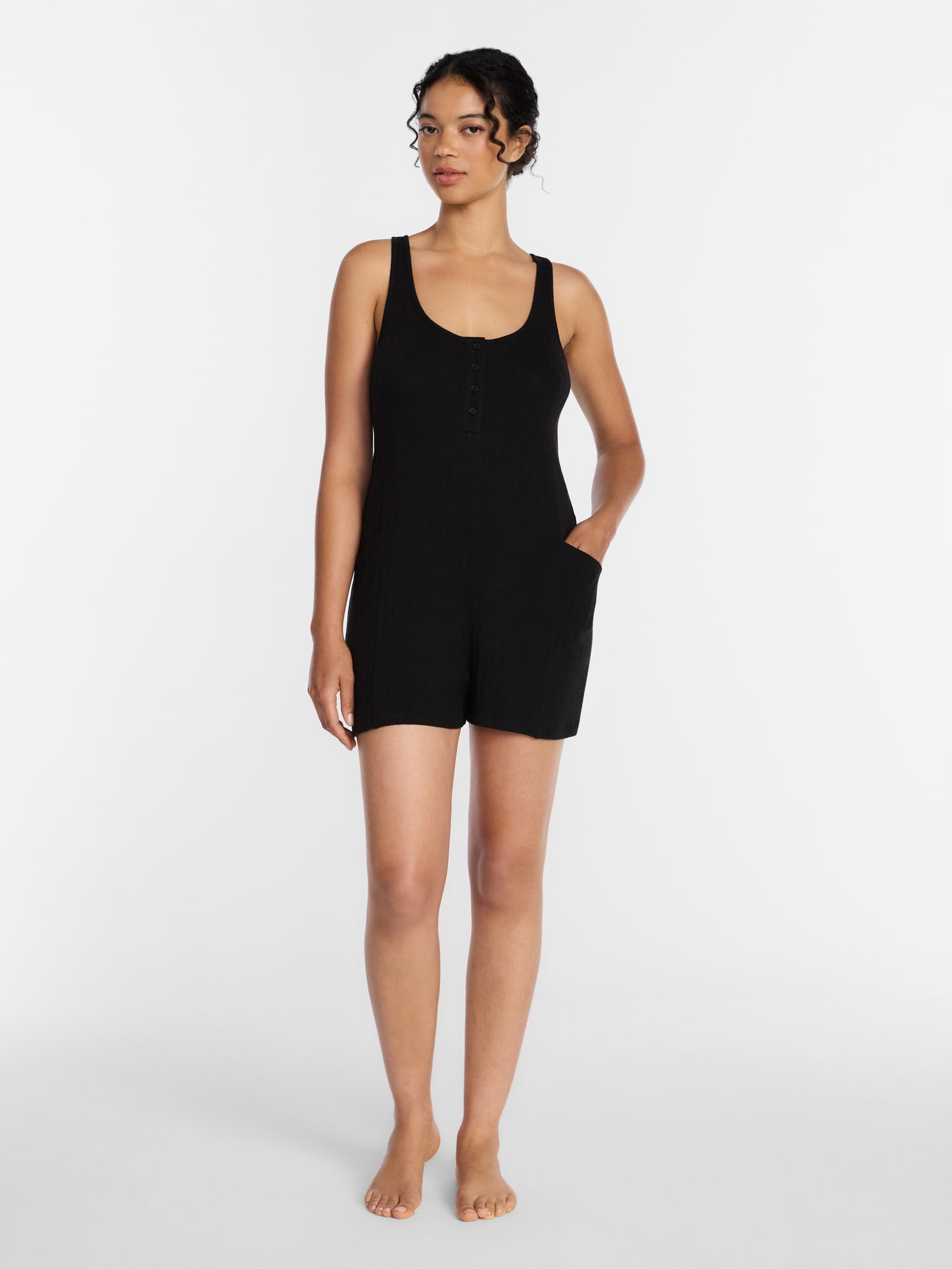 Joyspun Women's Pointelle Sleepwear Romper, Sizes XS-3X