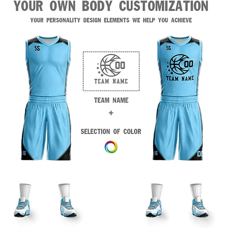 sublimation aqua blue basketball jersey