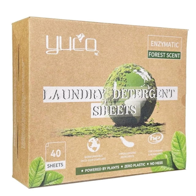 Lightweight Laundry Sheets (40 Pcs) - Concentrated Laundry Tablets with Advanced Surfactants & Enzymes, Plant-Based Stain-Free Cleaning for HE Washers, Lavender Scent, Plastic-Free Packaging