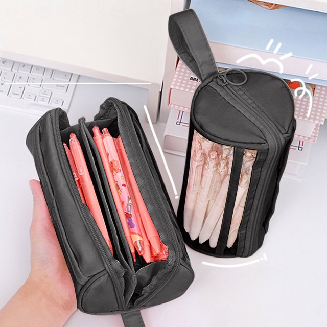 Estuche Cilndrico Transparente De Gran Capacidad Para Lpices Y Otros Artculos De Papelera. Fabricado En Plstico Transparente De 20 Cm (8 Pulgadas). Cuenta Con Mltiples Compartimentos, Ukhbmc