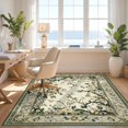 thumbnail image 3 of Design&I 8'x10' Washable Area Rug Oval Vintage Dining Trailing Vine Border Scroll Farmhouse Table for Living Room, Family Extra Large Skid-Resistant Low Profile, 3 of 7