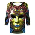 thumbnail image 3 of DDAPJ pyju Mask Graphic Tees for Women Mardi Gras 3/4 Sleeve Shirts Novelty 3D Printed Party Blouses Tuesday Carnival Themed T-shirt Loose Fit Round Neck Tee Tops Multicolor L, 3 of 5