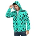 thumbnail image 6 of Green and Black Squares Men’s Hoodies Sweatshirt with Full Zip Pockets Fleece Jackets, 6 of 8