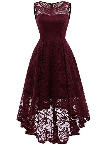 MUADRESS Women's Sleeveless Hi-Lo Lace Formal Dress Cocktail Party Dress V Neck MUADRESS Women's Sleeveless Hi-Lo Lace Formal Dress Cocktail Party Dress V Neck