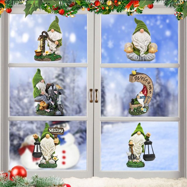 ZHAOCHENG Adhesivos para Ventanas de Navidad, Pegatinas de Pared de Gnomo de Viejo Sin Rostro Pegatinas de Gnomos para Ventanas de Navidad, Adhesivos Estáticos para Ventanas de Navidad Pegatinas de Co