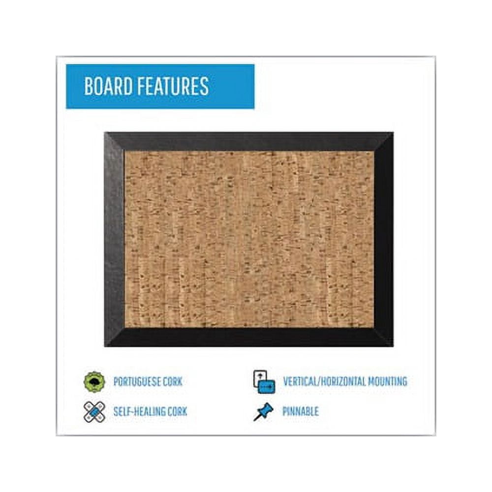 Natural Cork Bulletin Board 24x18, Cork/Black
