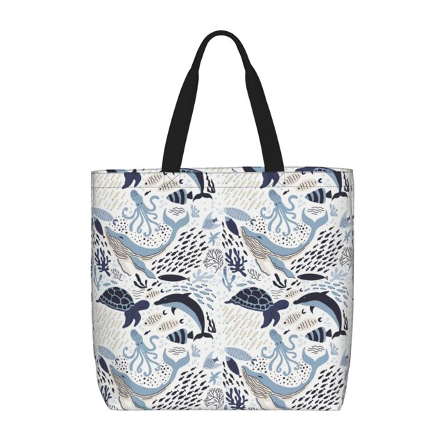 Balery Sea Animal Bolsa de Mano para Mujeres con Cremallera, Bolsa de Gimnasio con Compartimentos, Bolsa para Laptop, Bolsa para Trabajo